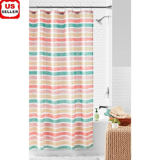 Multicolor Watercolor Stripe Shower Curtain 72x72 Polyester Waterproof Machine Washable Bathroom Decor Hooks Not Included
