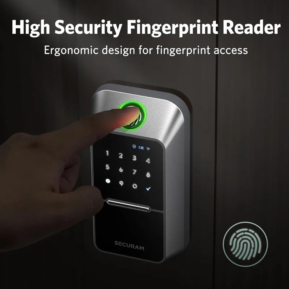 Fingerprint Door Lock Keyless Entry Door Lock Deadbolt Lock with Code Mechanical Key Keyless Deadbolt, Non-Wi-Fi, Silver