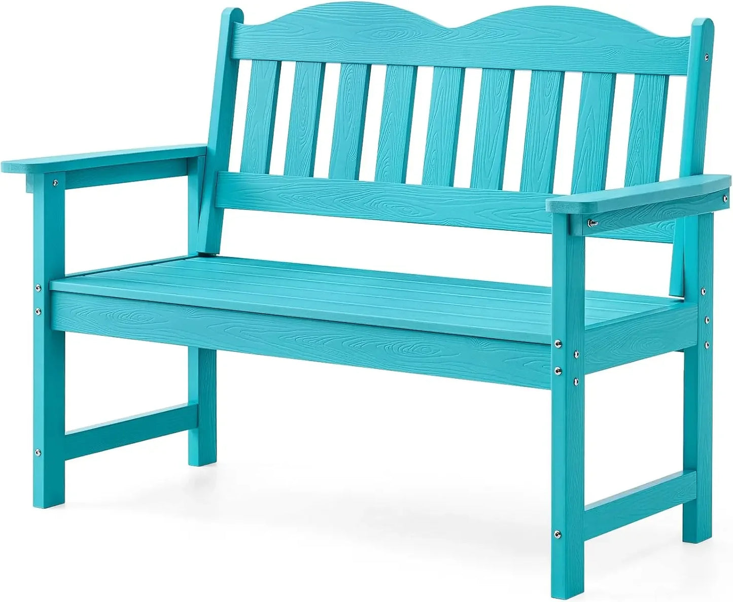 2-Person Poly Lumber Garden Bench with 800 lbs Weight Capacity, All-Weather Patio Bench with Armrests and Backrest