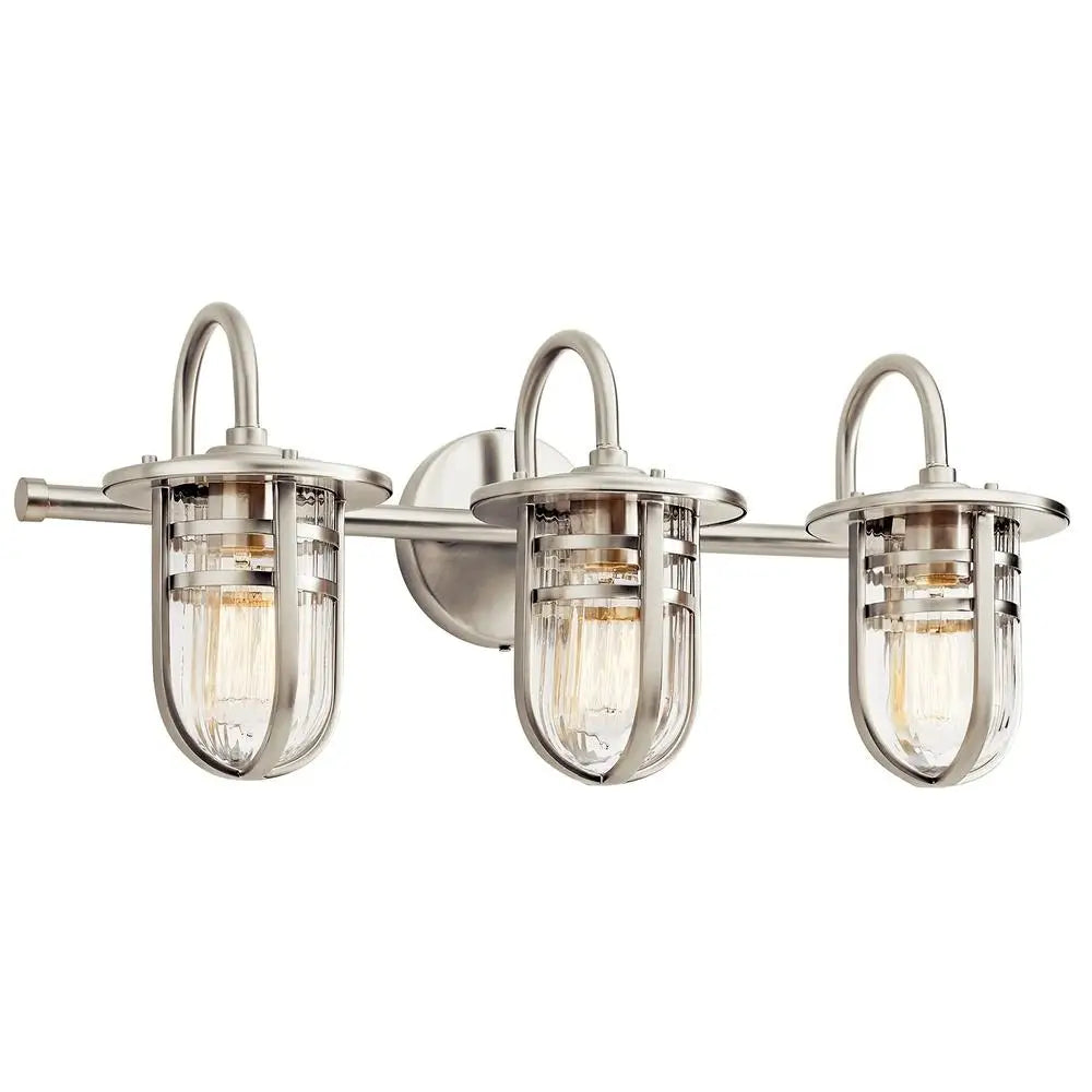 Swirl Glass Vanity Light Brushed Nickel 3-Light Pendant Fixture