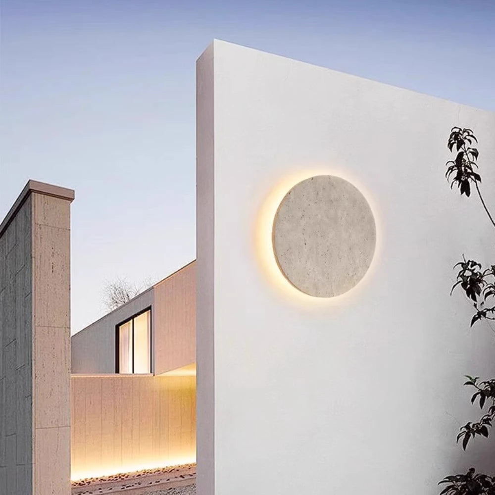 Wabi Sabi Guesthouse Courtyard Villa Outdoor Waterproof Yellow Cave Stone Wall Lights Dining Room Balcony Travertine Wall Lamps