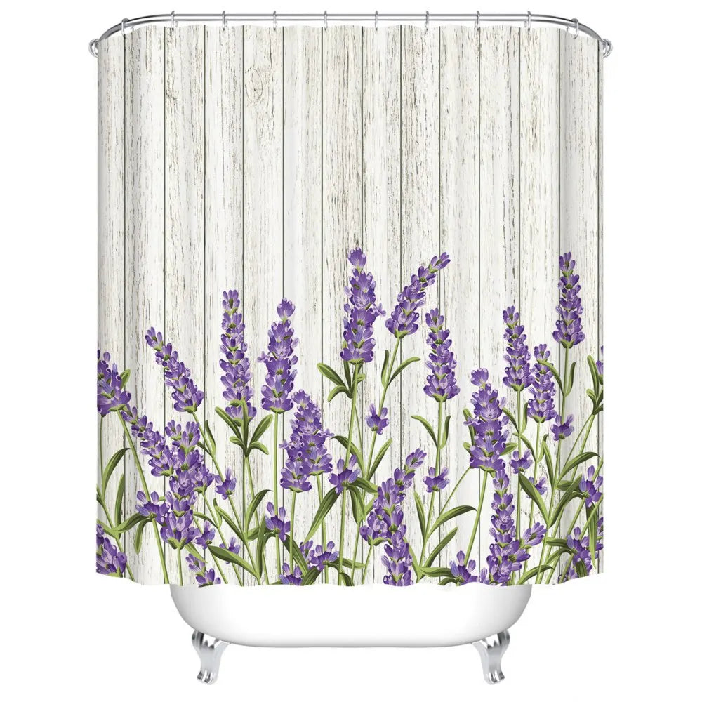 Lavender Shower Curtain Watercolour Art Painting Creative Polyester Bath Curtains Bathroom Decor With Hooks Bathroom Accessories