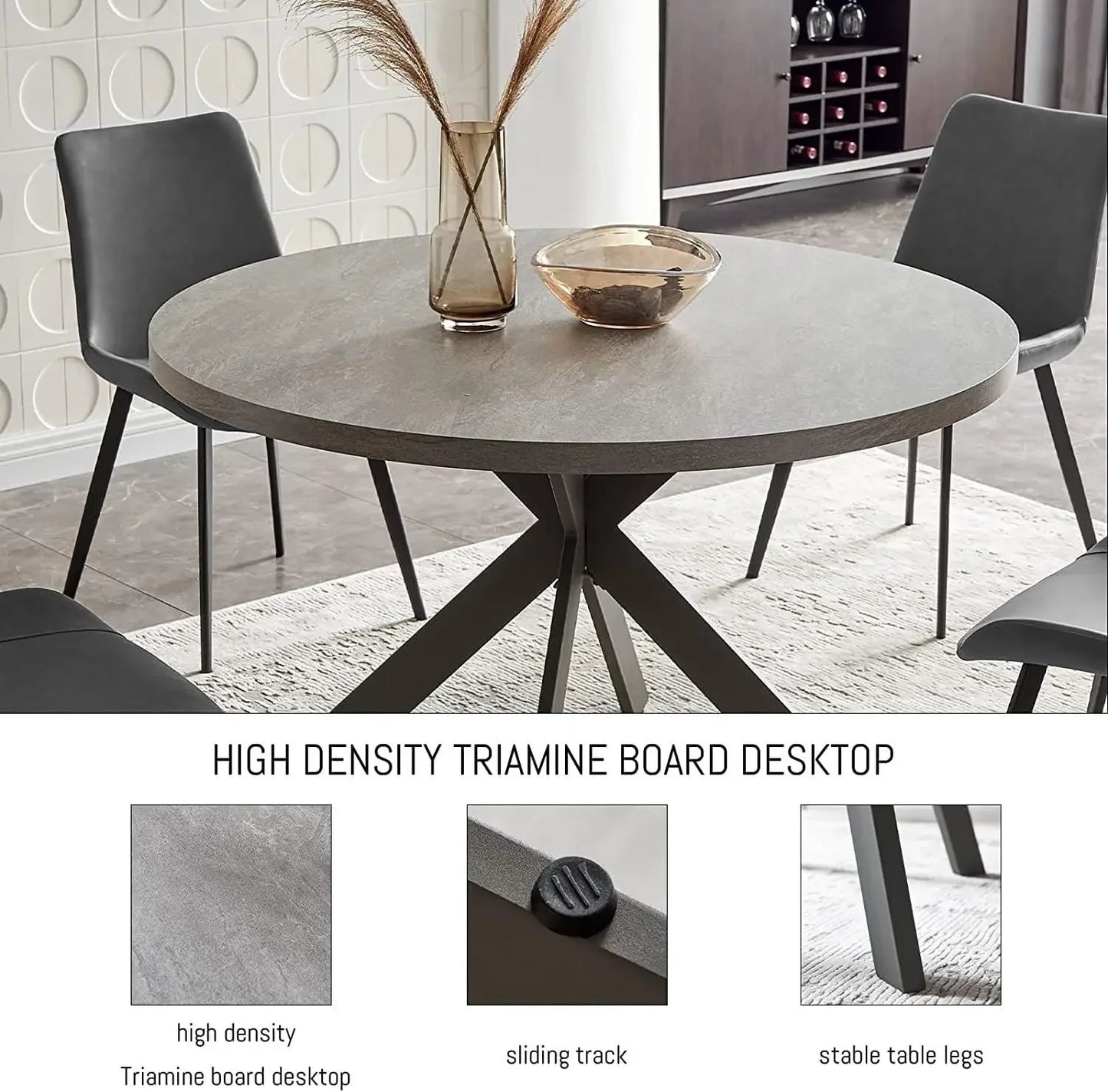 Round Dining Table Set, Mid Century Modern Round Dining Table 47 INCH, Leisure Coffee Table, Saving Space