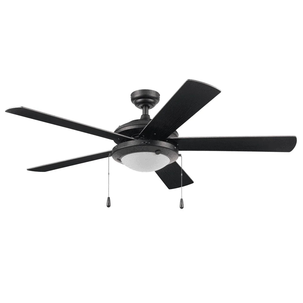 52 Inch Indoor Ceiling Fan with Light Pull Chain Control Reversible Blades Living Room Bedroom Office Airflow