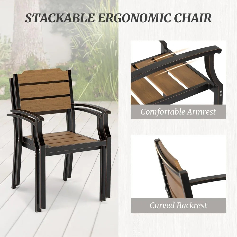 Patio Table and Chairs Set, Patio Furniture Set, 7-Piece, HDPS All-Weather Material Outdoor Dining Set, Outdoor Furniture Set wi