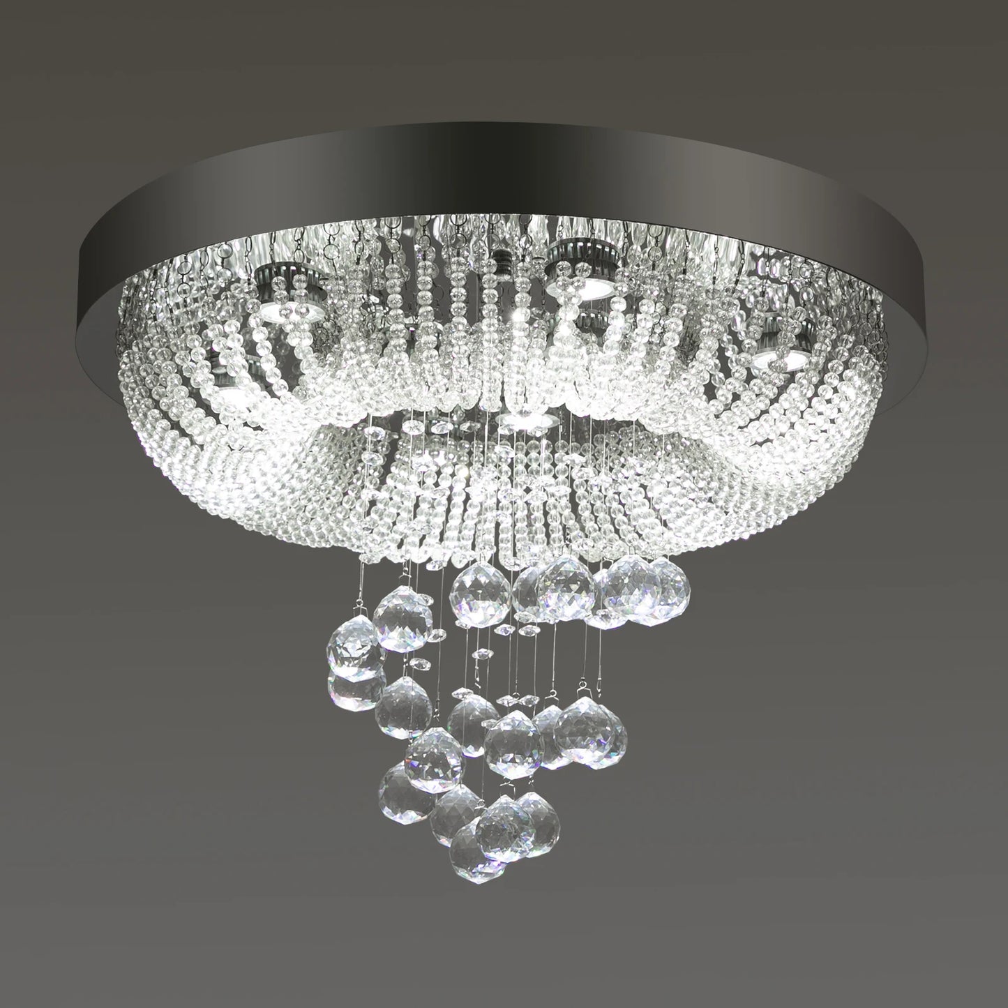 23.62*15.75in Crystal  Ceiling-Light with 3 Variable Light Colors, Modern Crystal Raindrop Chandeliers for Bedroom Living Room