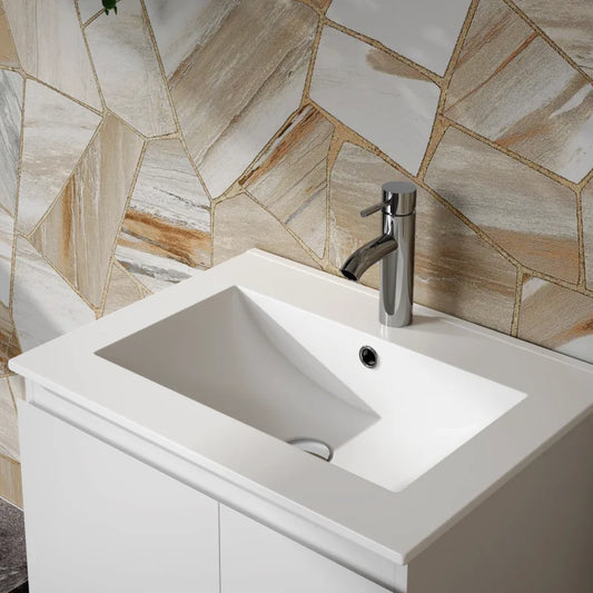 Goodyo 24 Ceramic Wash Sink Drop in for Bathroom Cabinets, White