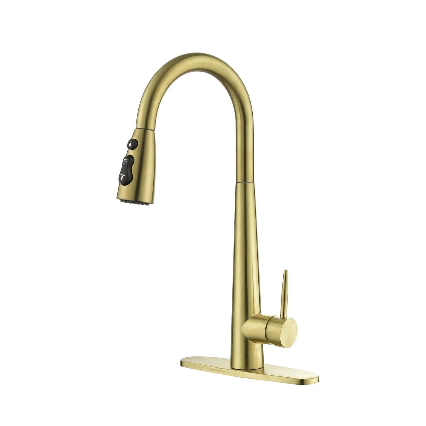 Kitchen Sink Faucet with Pull Out Sprayer,Fingerprint Resistant, Single Hole Deck Mount,Gold Kitchen