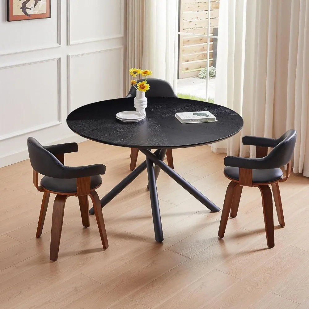 47.25" Round Dining Table, Farmhouse Kitchen Table for 4-6 People Dining Room Table Cofee Table for Kitchen