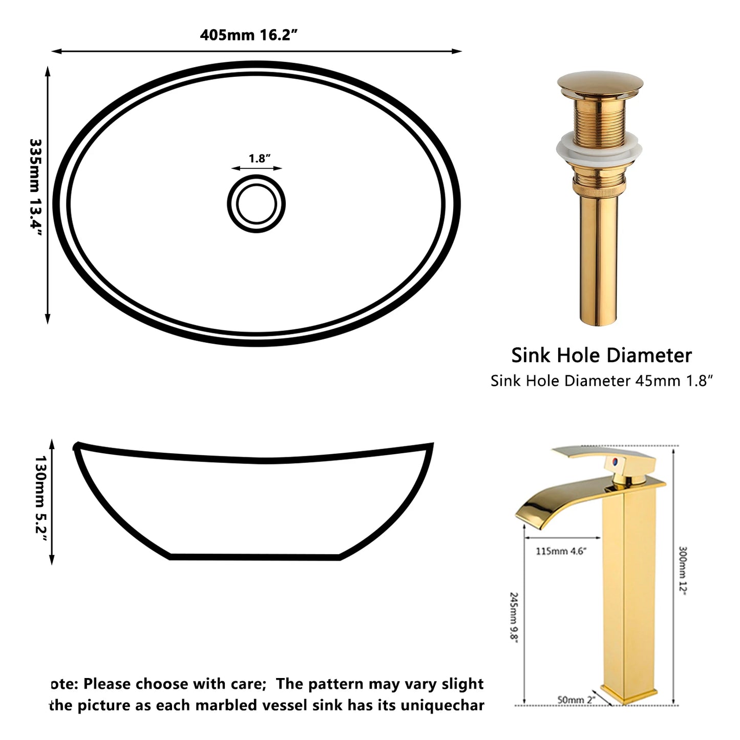 ZAPPO Gold Ceramic Bathroom Vessel Sink Oval Bathroom Sink Above Counter Vessel Sinks for Bathrooms Vintage Bowl Small Sink US