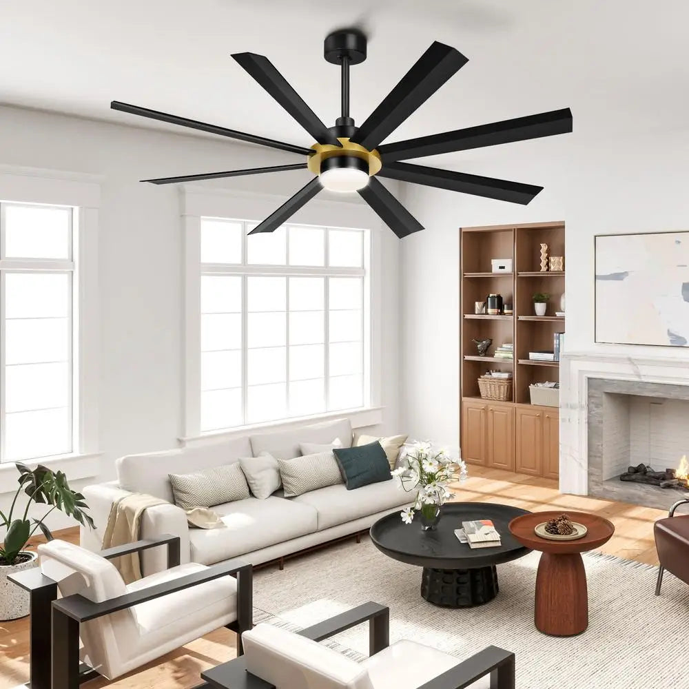 72 Inch Ceiling Fan with Light and Remote Control 6 Speed Whisper Quiet 8 Blades LED Lighting Living Room Garage Patio
