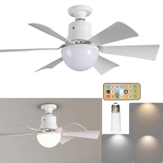 Ceiling Fan Light LED 30W Simple Lights with E27 Remote Control Timing Light Bulb for Home Living Room Decorative Fan Lighting