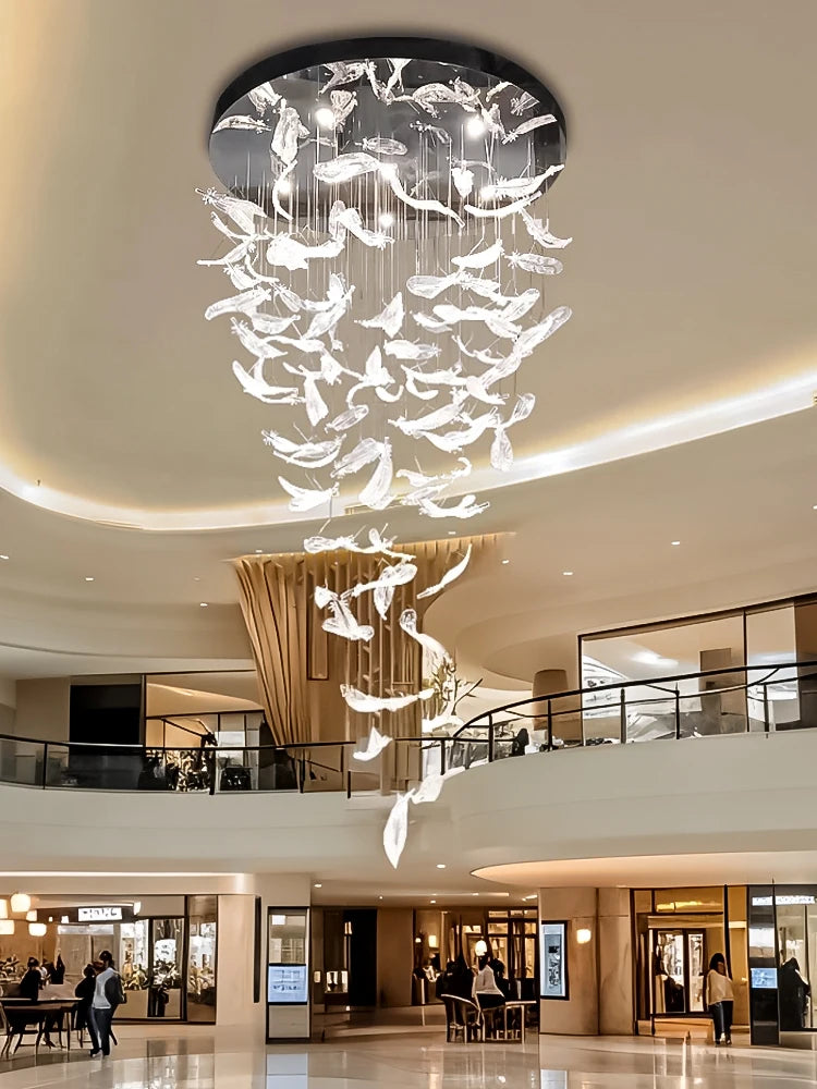 Modern Chandelier luxury villa Staircase LED Hanging Lights Hotel lobby Wedding Decoration Banquet Hall Customable Pendant Light