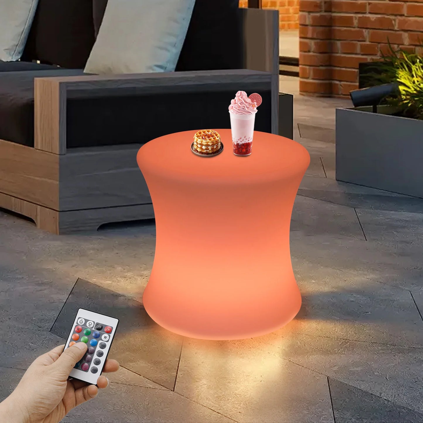 LED Drum-shaped Ambient Light Stool, 16 RGB Colors LED Mood Lighting with Remote Control for Bars, Hotels, KTVs, Clubs, Displays