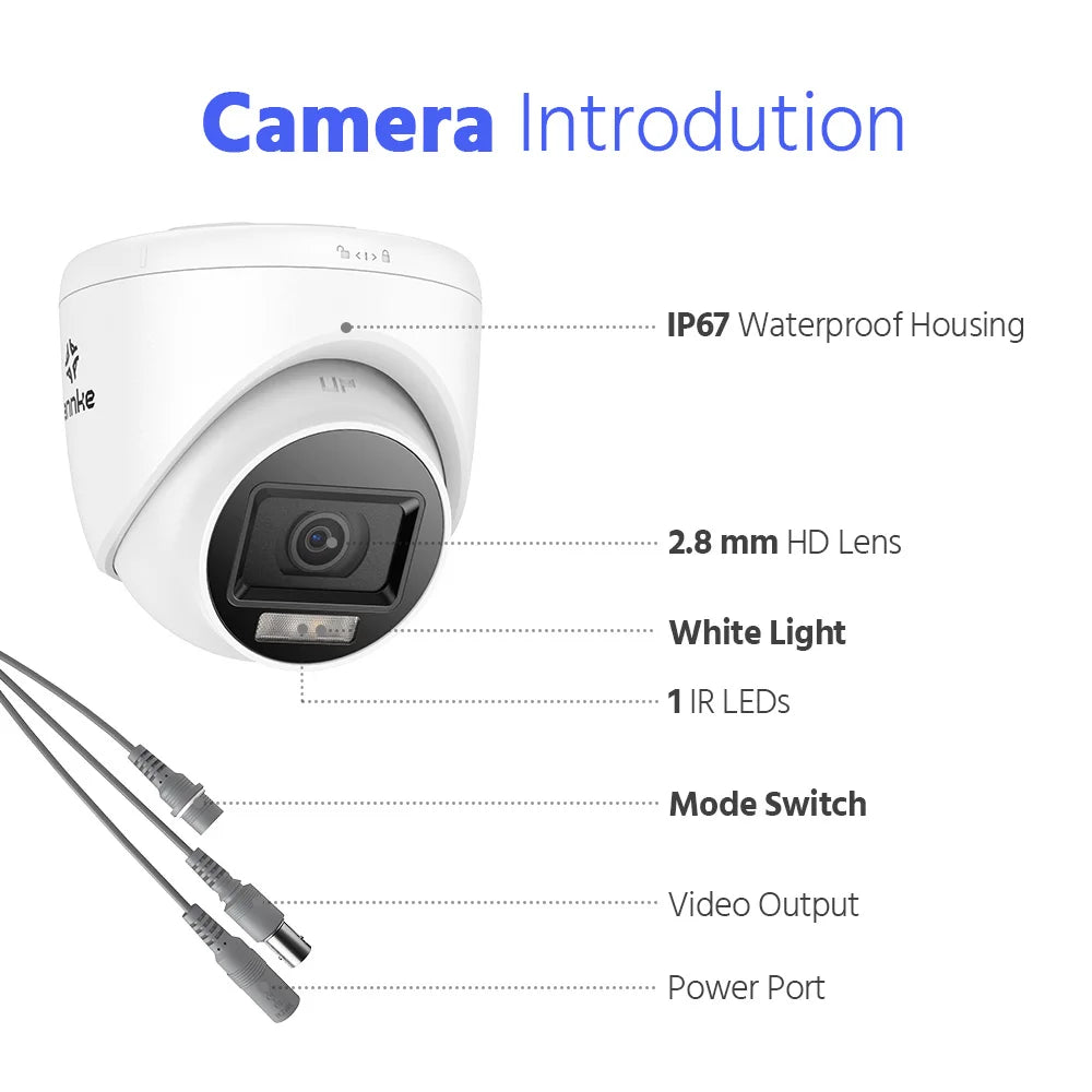 ANNKE 4K Dual Light Wired CCTV Security Analog Camera Color White IR Night Vision 4-In-1 Output Signal IP67 Digital WDR Cameras
