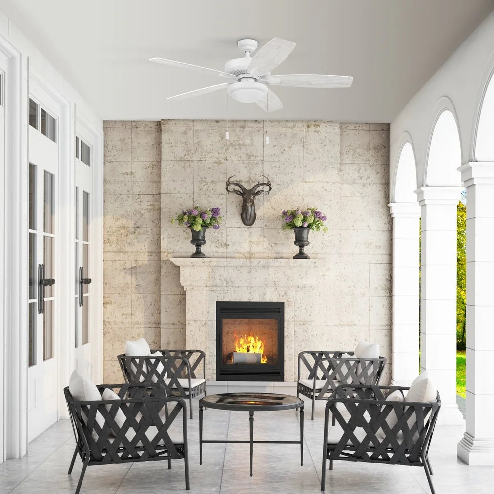 52 Inch Indoor Outdoor Ceiling Fan with Light Dimmable Pull Chains Reversible Motor 3 Speed Energy Efficient Patios Porches