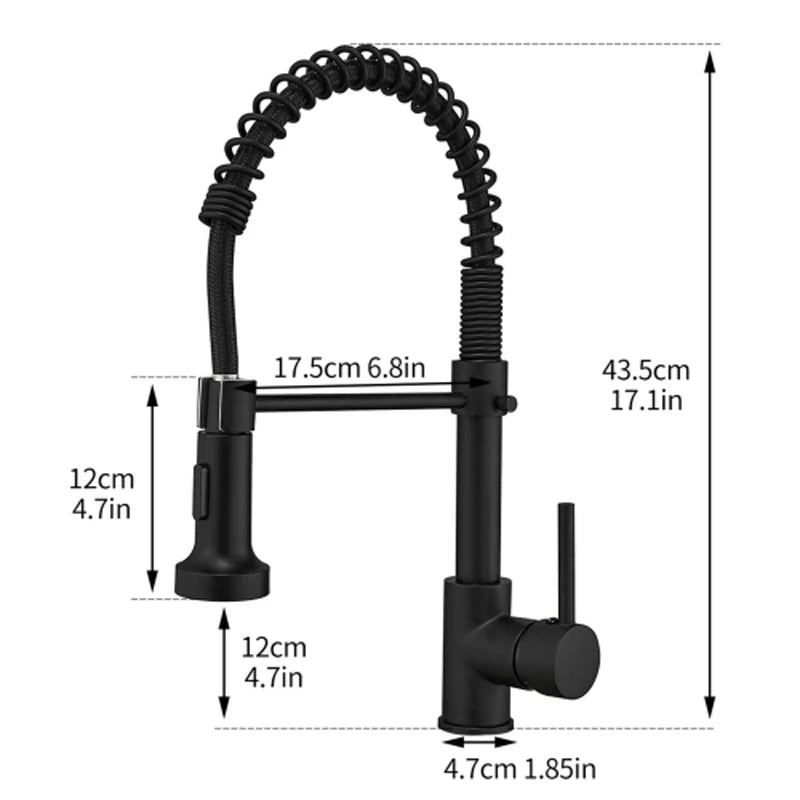 Black Kitchen Faucet 360 Degree Rotation Hot And Cold Wash Basin Tap With Pull Down Sprayer Single Handle Single Lever