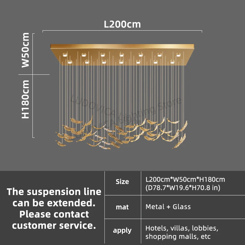 Modern Chandelier luxury villa Staircase LED Hanging Lights Hotel lobby Wedding Decoration Banquet Hall Customable Pendant Light