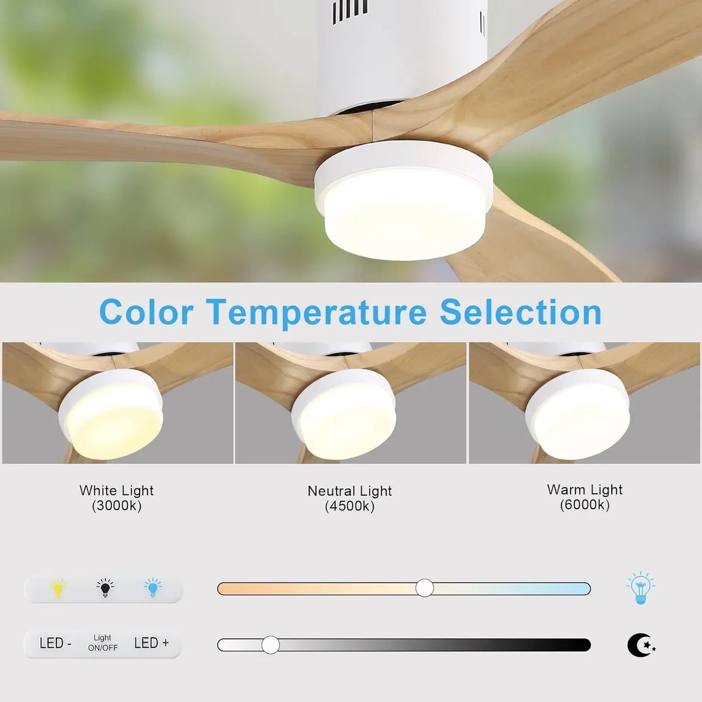 Sofucor Hot sale Modern 52-inch ceiling fan with LED DC 6-speed high wind speed with remote control