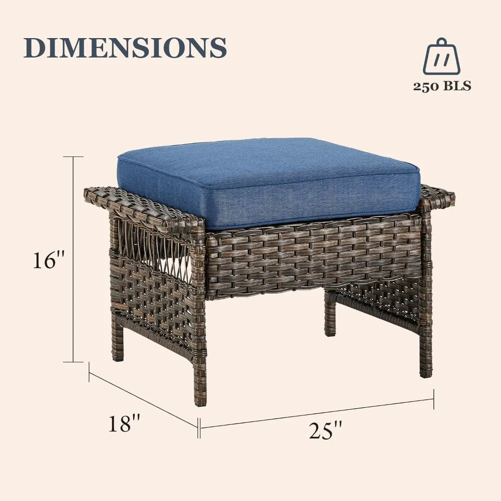 Patio Furniture Set 2 Wicker Swivel Glider Chairs 2 PE Rattan Ottomans with Patio Side Table Wicker Cushions Patio Conversation