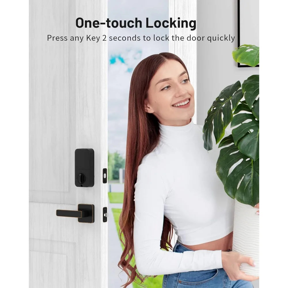 Keyless Entry Door Lock Set,  Electronic Keypad Deadbolt with 2 Handles, Front Door Handle Lever Sets, Auto Lock,Code Door Lock,