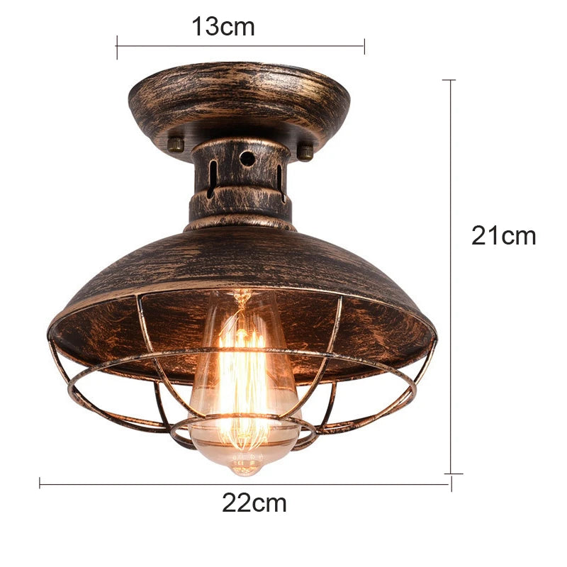 American Retro Industrial Ceiling Light Iron Foyer Corridor 조명 Bedroom Ceiling Lamp Stair Corridor Balcony lampara techo