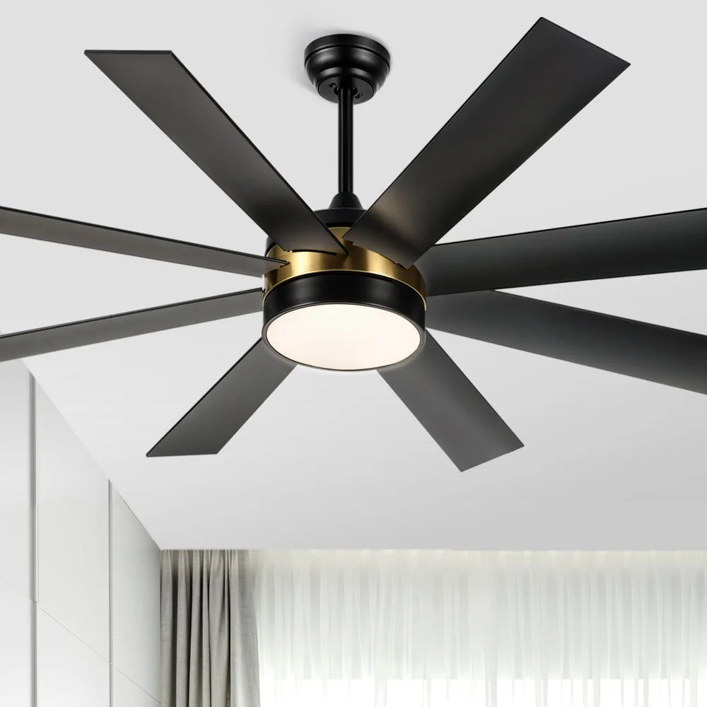 60 Inch Modern LED Ceiling Fan Remote Control Indoor Outdoor Whisper Quiet 6 Speed Lighting Options Memory Function Stylish
