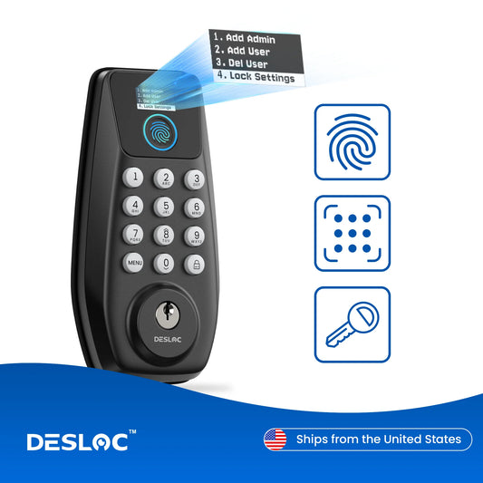 DESLOC Keyless Entry Door Lock with Display, Smart Locks with 100 Fingerprints Storage, Keypad Deadbolt for Front Door,Auto-Lock