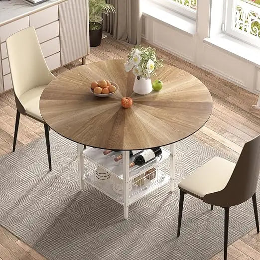 5-Pieces Dining Table Set for 4,36 inch Small Kitchen Table and Chairs Set Modern Metal Cross Base Dinner Table with 4 Cushione