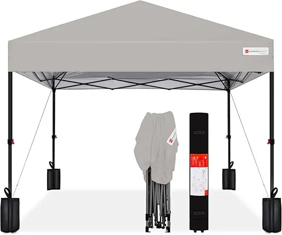 12x12ft 1-Person Setup Pop Up Canopy Tent Instant Portable Shelter w/ 1-Button Push, Case, 4 Weight Bags - Navy Blue