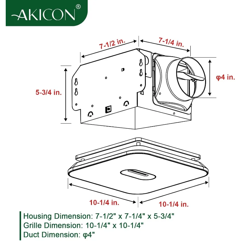 Akicon Bathroom Exhaust Fan with Light, 15W Dimmable 3CCT LED Light with 5W Night Light Bathroom Fans for Ceiling, 90 CFM