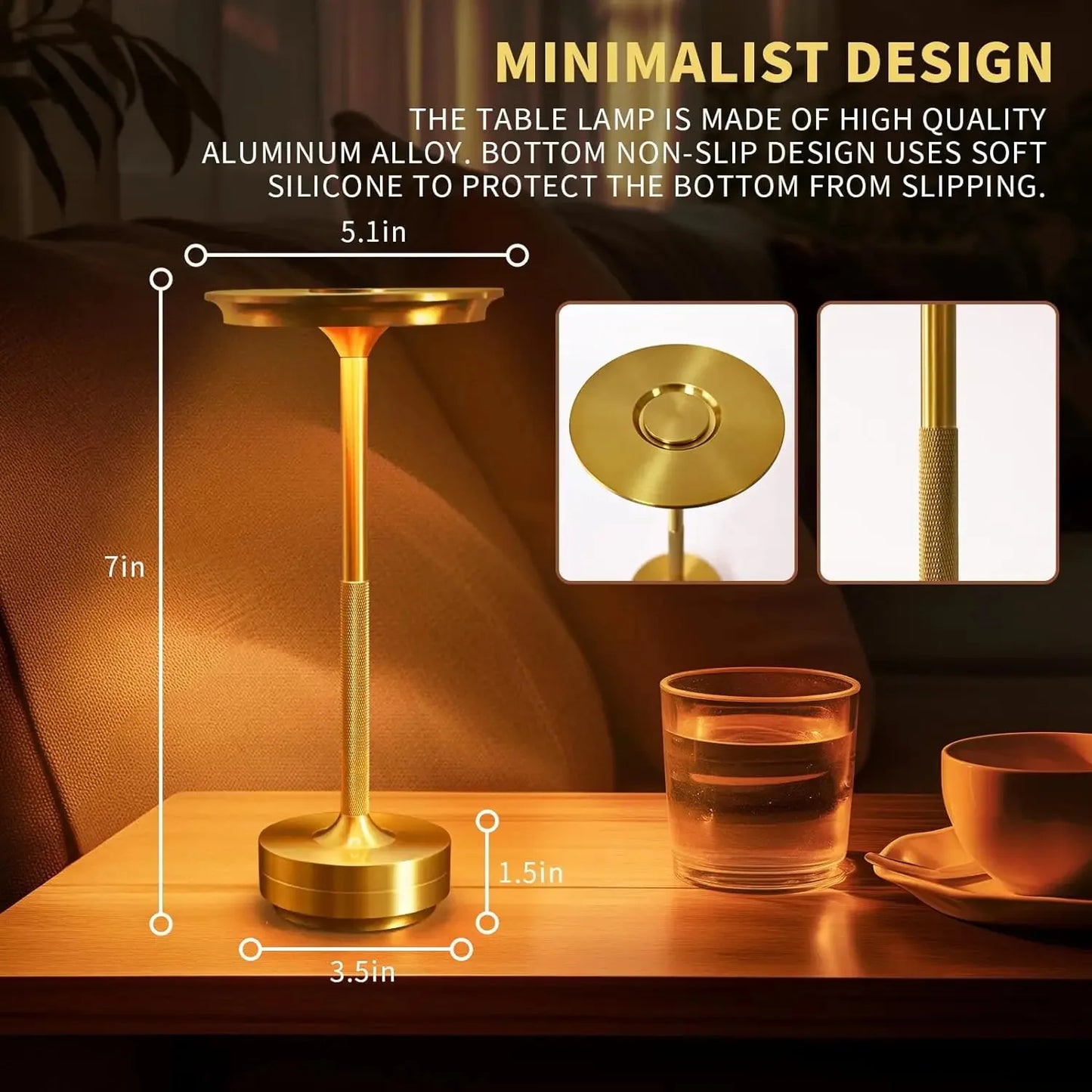 2PCS Rechargeable Wireless Table Lamp for Bedroom, Rechargeable, Touch Lamp, Camping Candle, Creative, USB-C, Desk Lamp