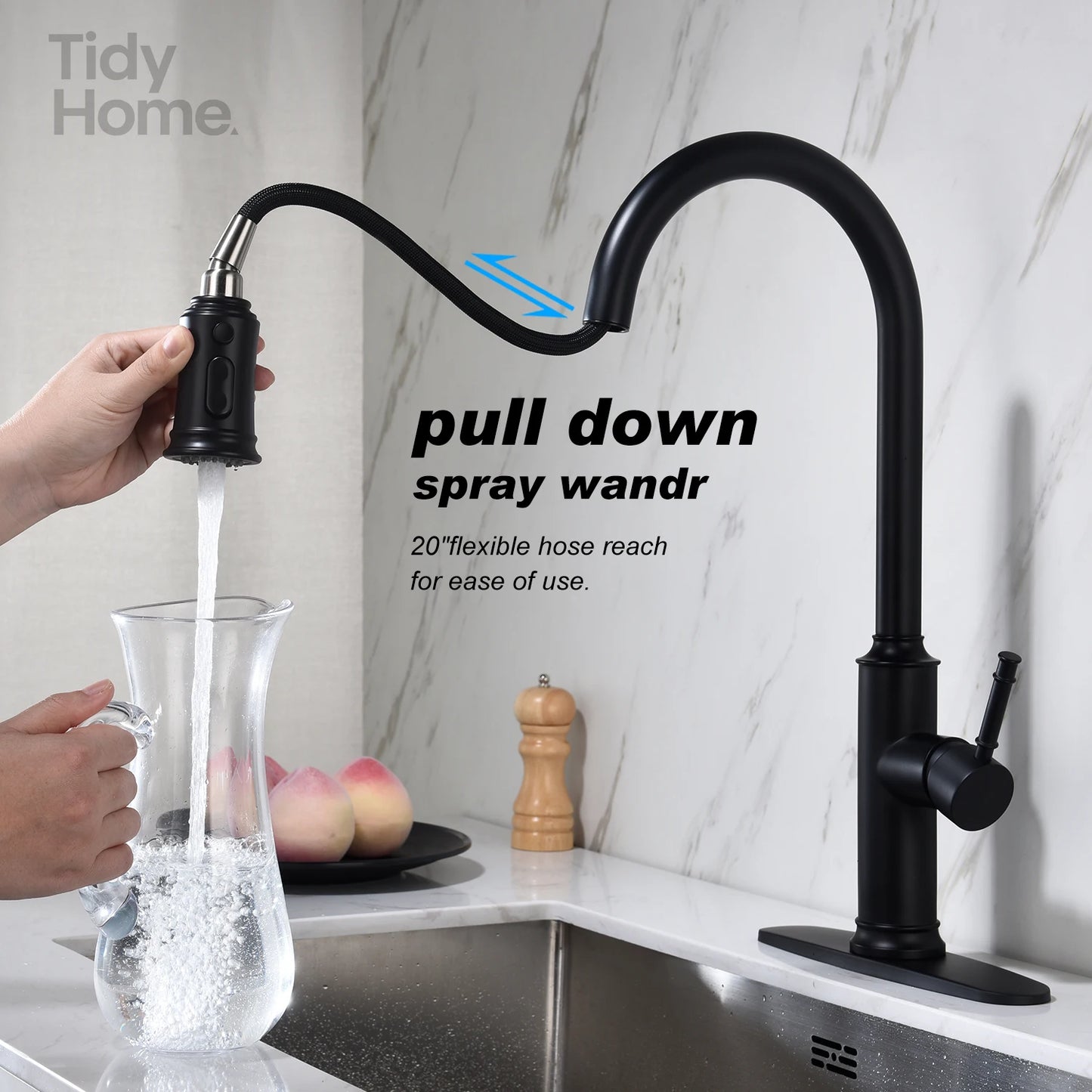 Kitchen Faucet with Pull Out Spraye，Pull-Out Spray Kitchen Faucet - Modern Design, Easy Installation, Adjustable Water Flow