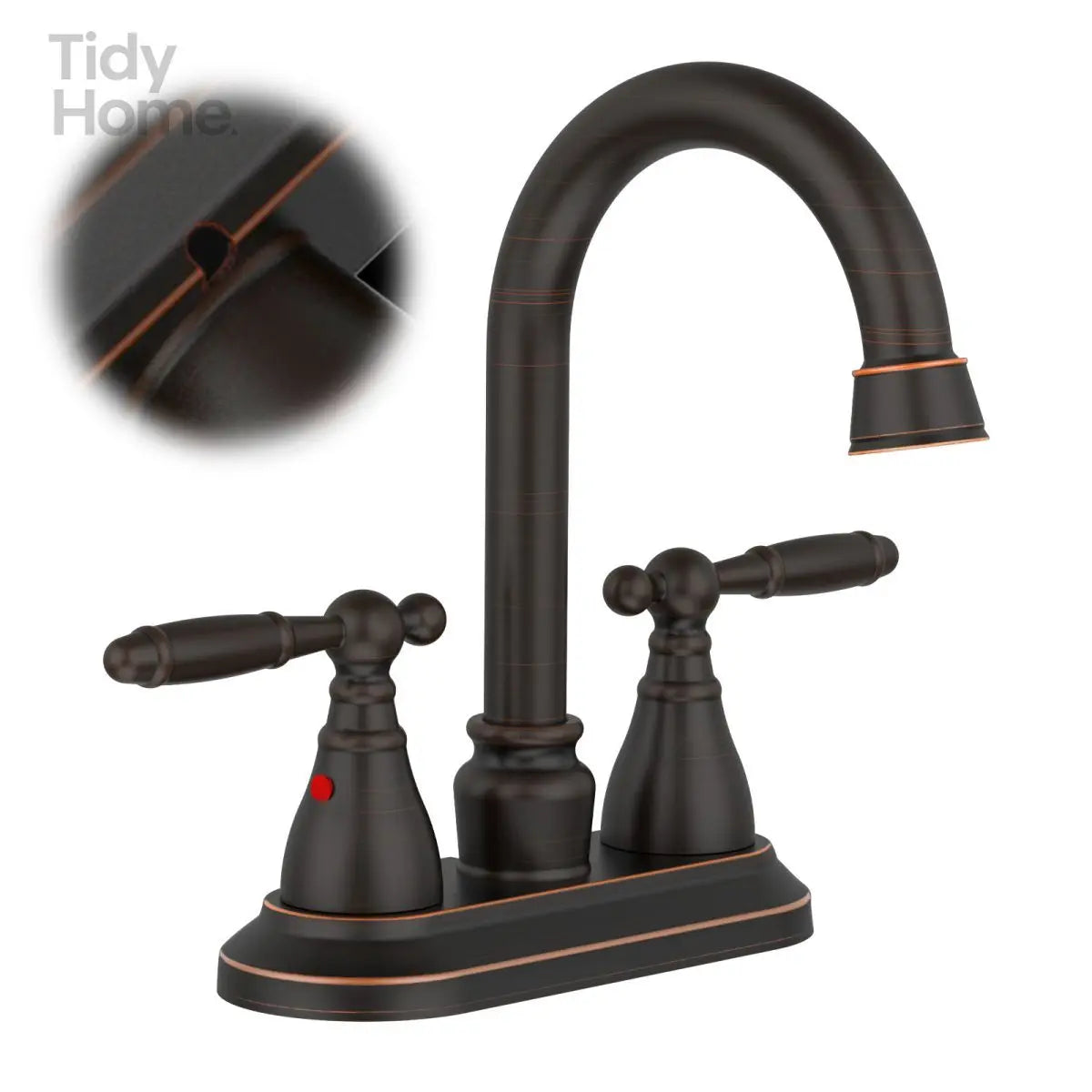 Bathroom Faucet ,Bronze 360 Degree High Arc Swivel Spout,Vanity Faucet Modern 3 Holes Lavatory Faucet NOT INCLUED Drain