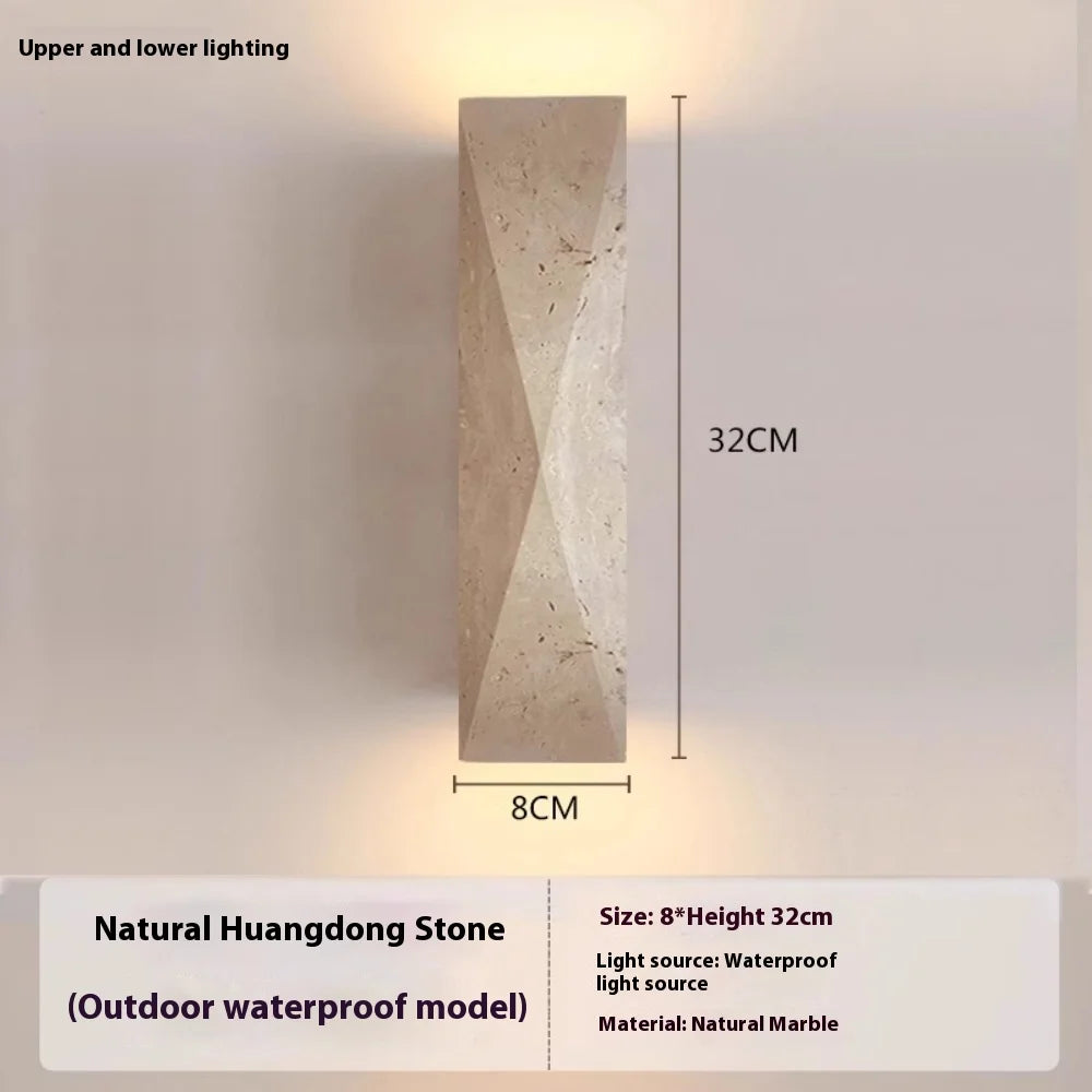 Wabi Sabi Guesthouse Courtyard Villa Outdoor Waterproof Yellow Cave Stone Wall Lights Dining Room Balcony Travertine Wall Lamps