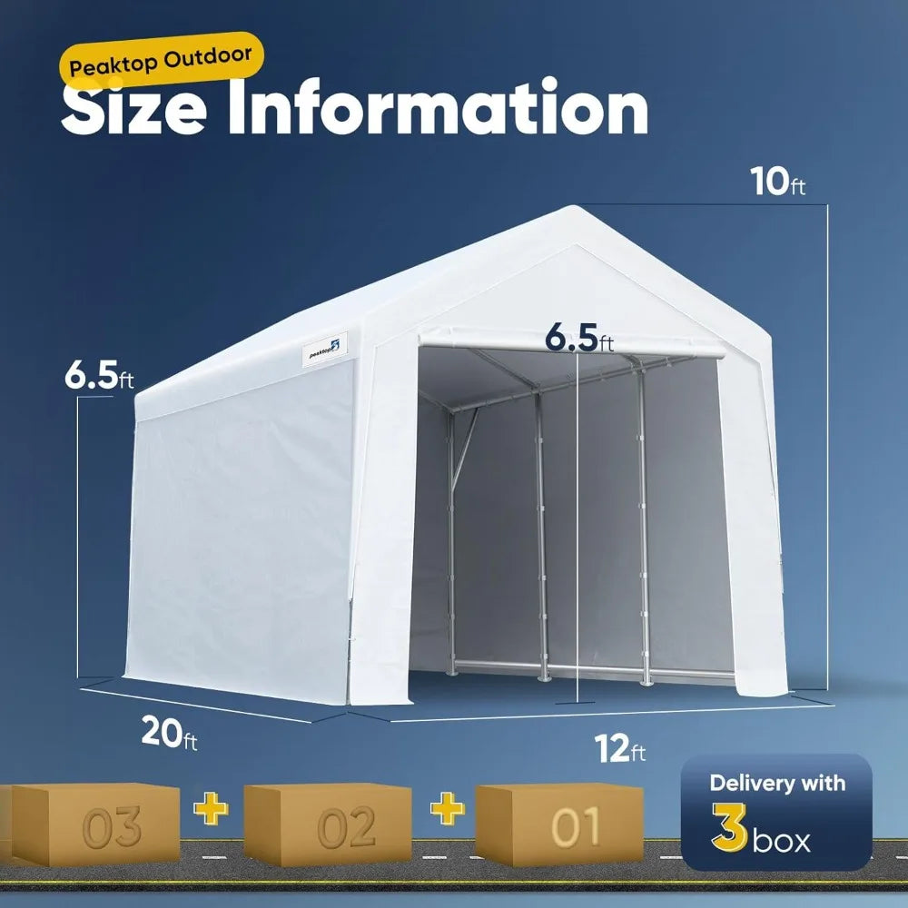12x20 ft Heavy Duty Carport with Removable Sidewalls, Portable Car Canopy, Garage Tent, Boat Shelter with Reinforced Triangular