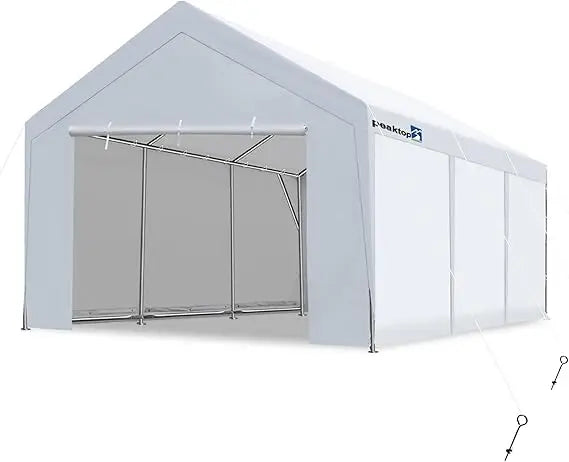 12x20 ft Heavy Duty Carport with Removable Sidewalls, Portable Car Canopy, Garage Tent, Boat Shelter with Reinforced Triangular