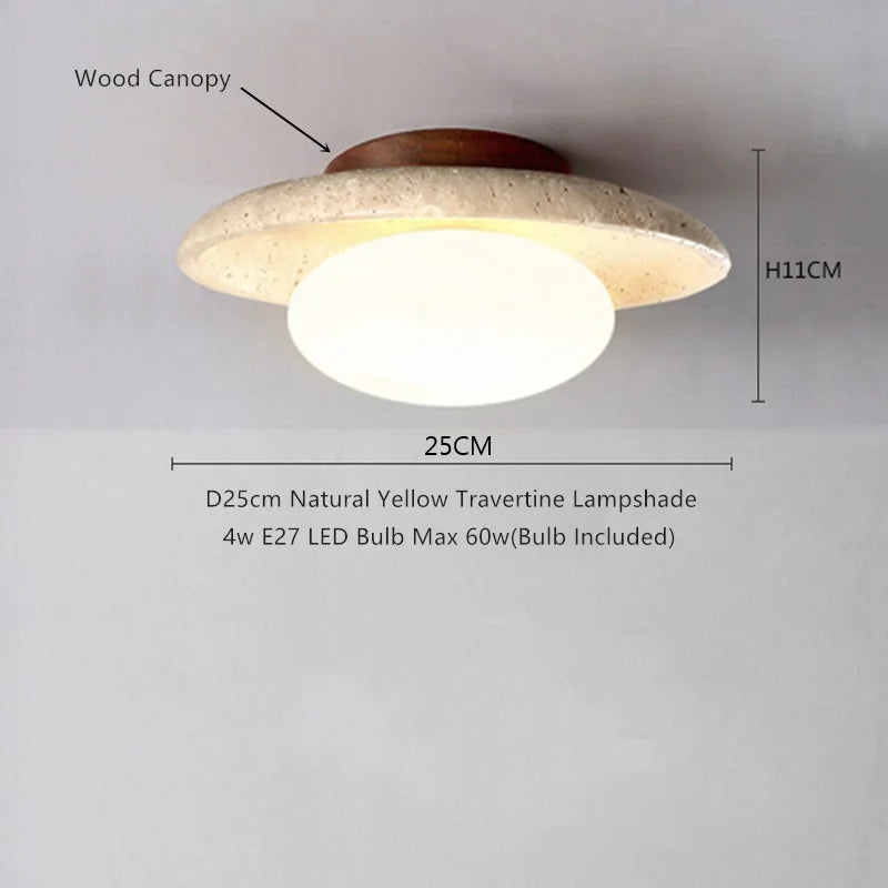 IWHD Nordic Modern Ceiling Lamp Wood Yellow Travertine LED Ceiling Light For Home Decoration Aisle Stair Bar Lámparas Para Techo