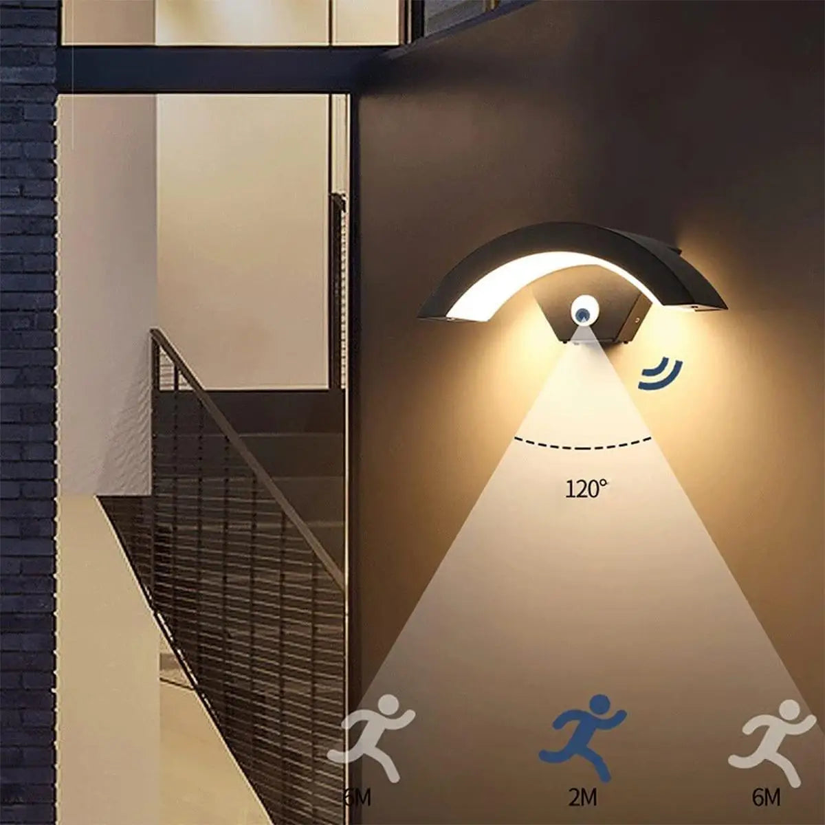 Moon Shape Wall Lamp Light Led Aluminum Indoor Flicker Free Sconces 18W Lighting Shade Outdoor Wall Mounted Modern Motion Sensor