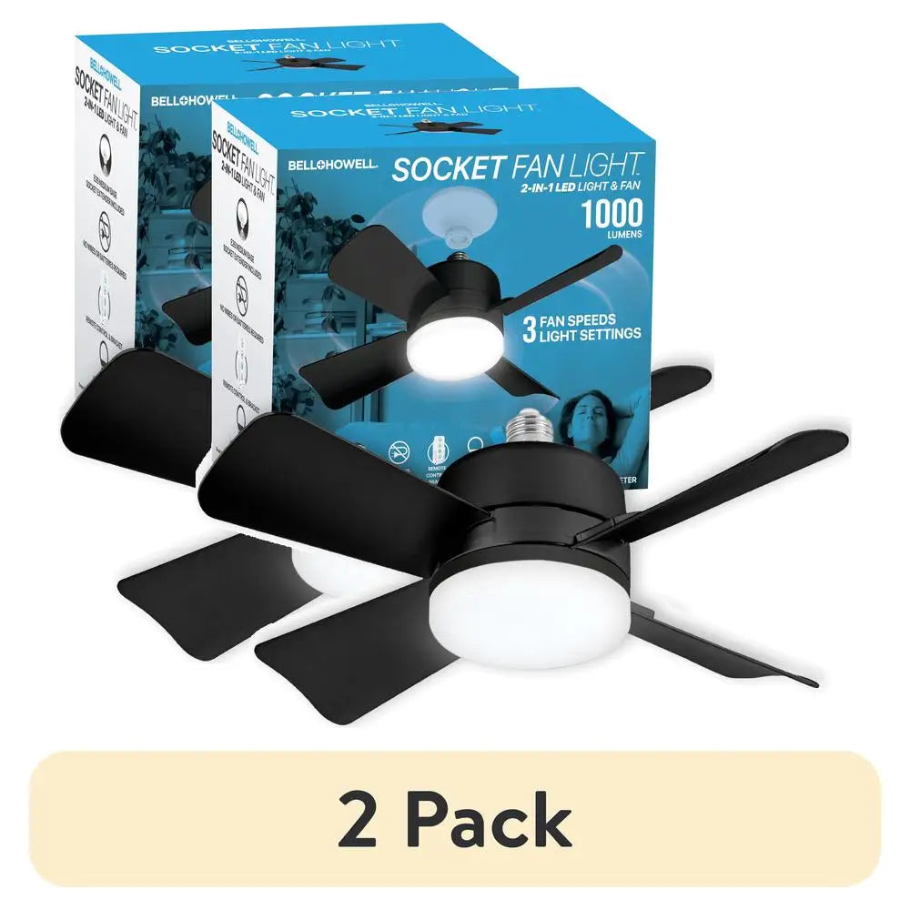 Socket Fan Light 15.4 Inch LED Ceiling Fan with Remote Control 1000 Lumens Dimmable Light Easy Installation Energy Efficient