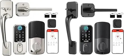 2 Pack WiFi Fingerprint Smart Door Lock: Keyless Entry Door Lock Deadbolt with Handle,Hornbill Smart Locks for Front Door, Entry