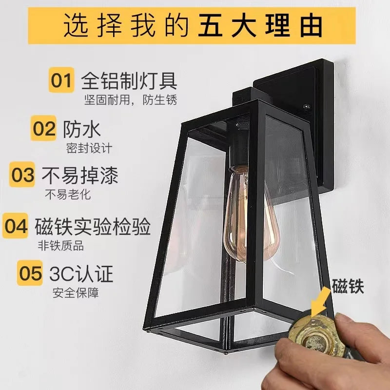 Craft Style American Retro Wall Lamp Outdoor Waterproof Villa Courtyard Lamp Gate Corridor Balcony Terrace Exterior Wall Lamp
