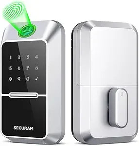 Fingerprint Door Lock Keyless Entry Door Lock Deadbolt Lock with Code Mechanical Key Keyless Deadbolt, Non-Wi-Fi, Silver
