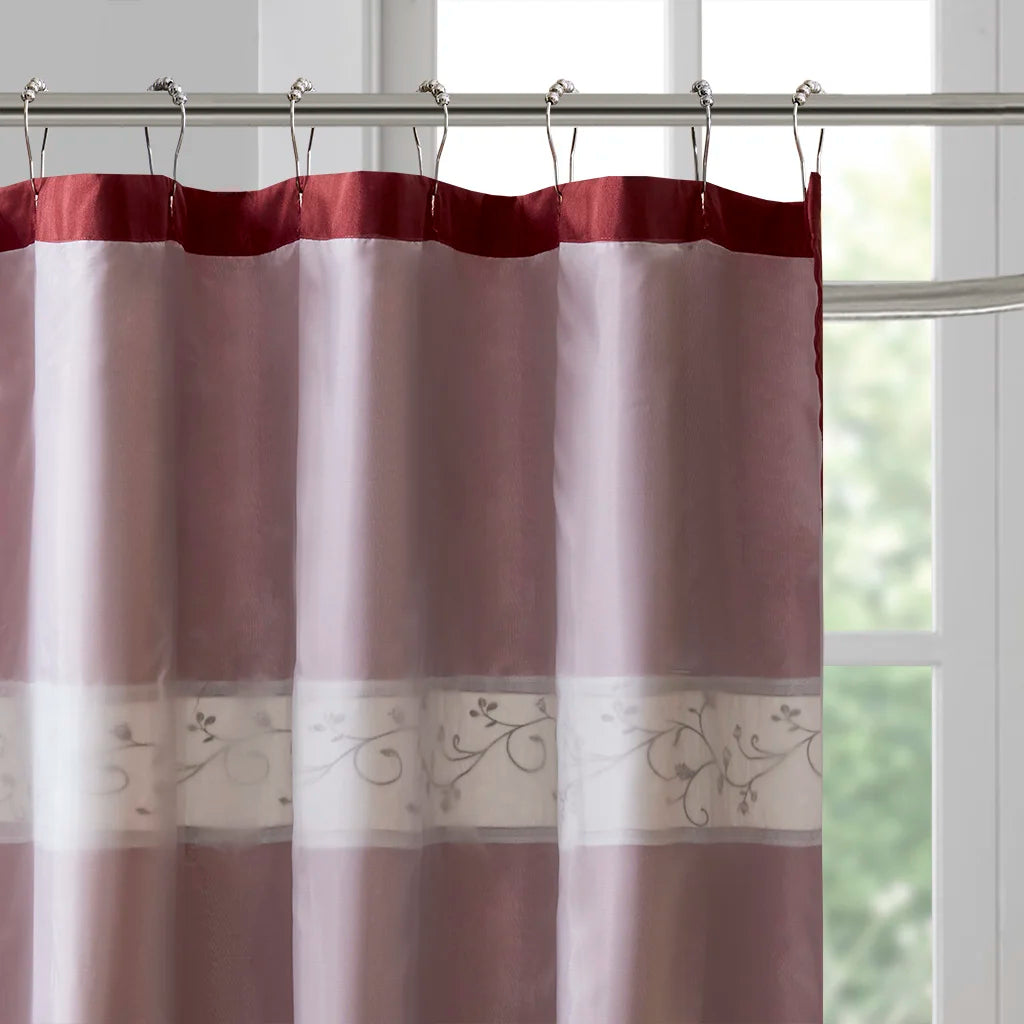 72"x72" Floral Fabric Shower Curtain Fine Pleated Details Transitional Shower Curtains For Home Decoration Bathroom Accessory