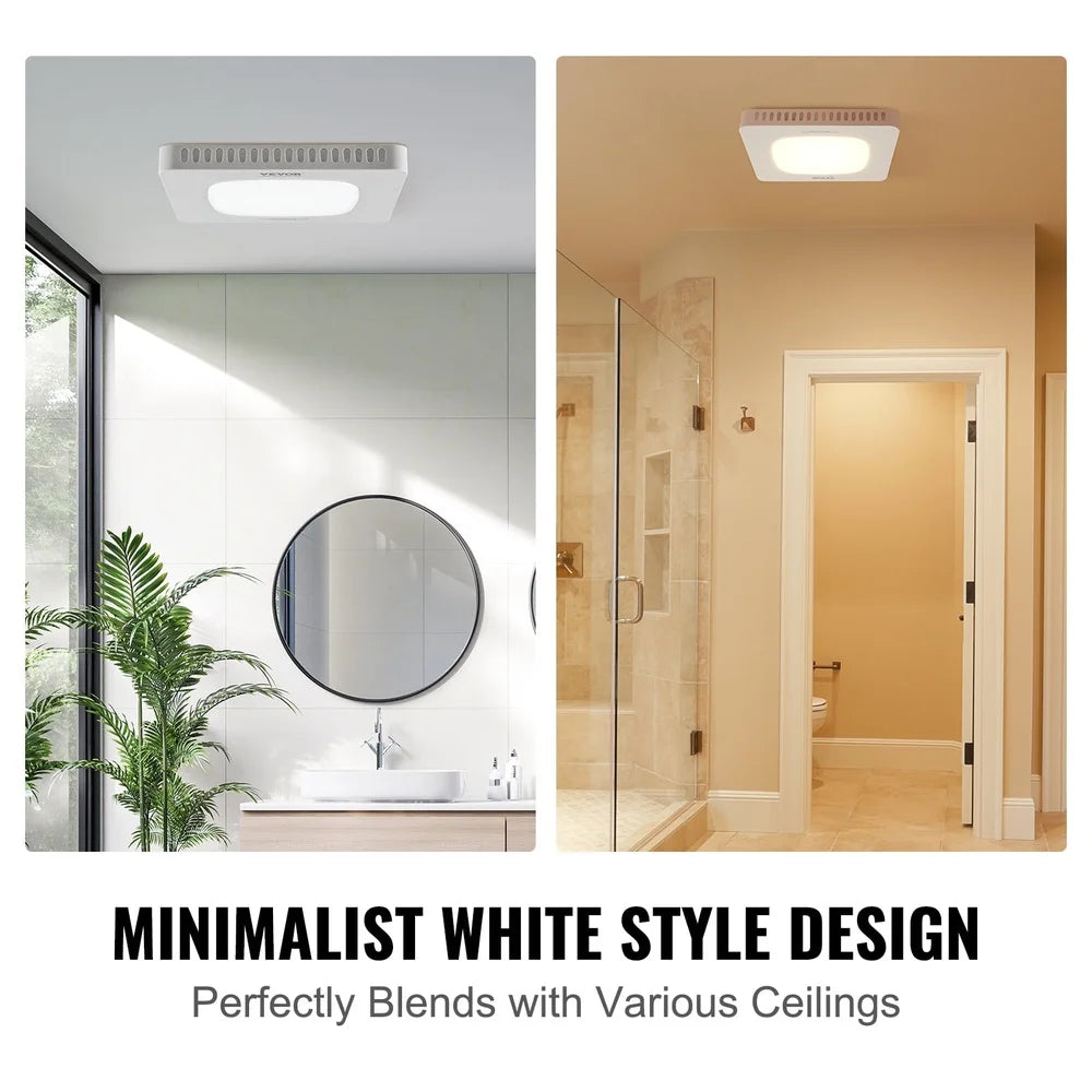 80 CFM Bathroom Exhaust Fan Quiet LED Light Ventilation Durable Moisture Resistant Easy Installation Home Gym Kitchen Laundry