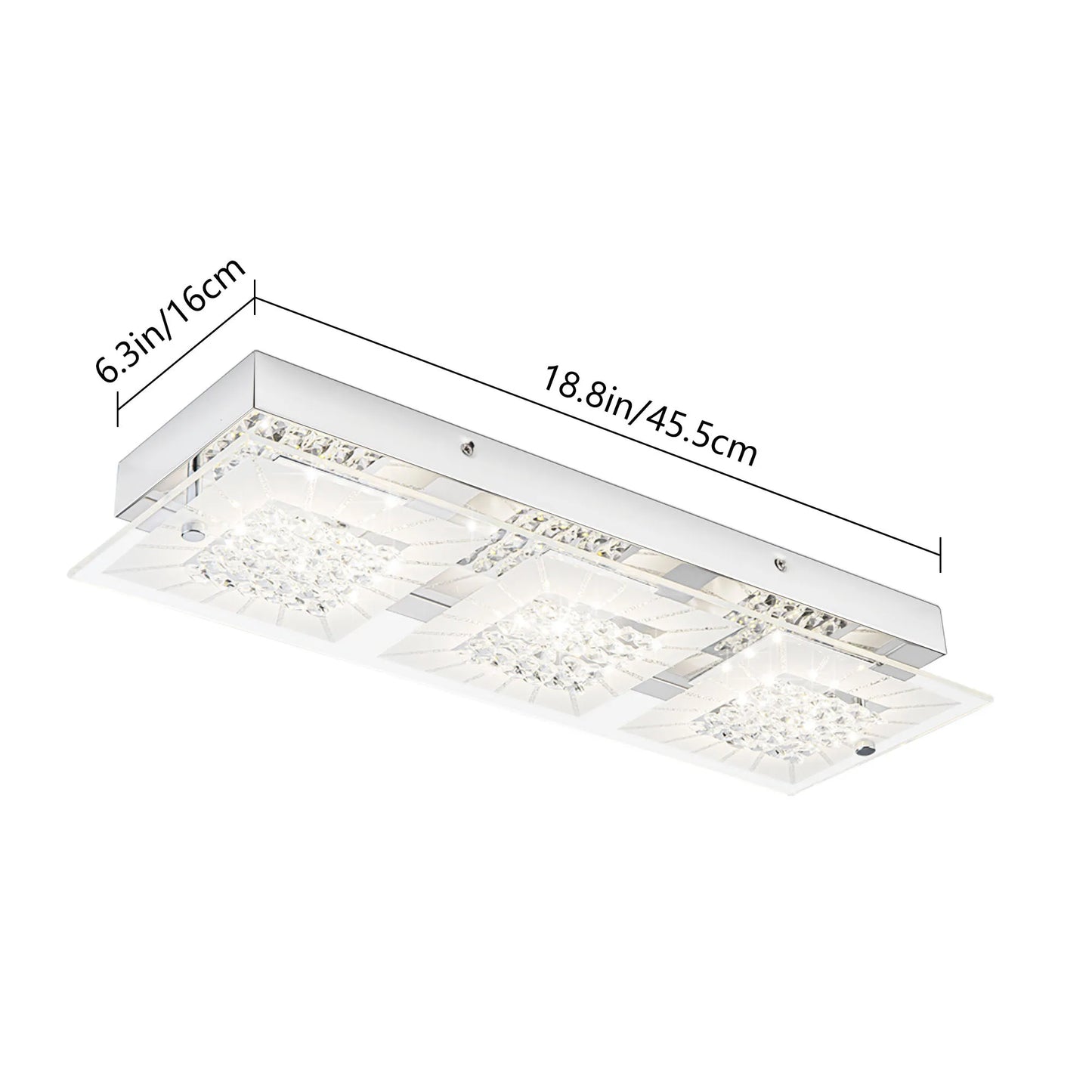 Modern LED Ceiling Lights Flush Mount 18.8in Light Fixtures Ceiling Mount for Living Room 4000K Crystal Ceiling Light