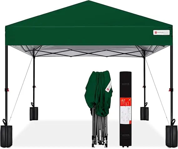 12x12ft 1-Person Setup Pop Up Canopy Tent Instant Portable Shelter w/ 1-Button Push, Case, 4 Weight Bags - Navy Blue