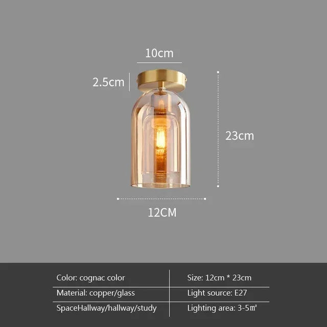 Nordic Luxury Retro Round Glass Ceiling Lamp Bedroom Corridor LED Pendant Chandelier Home Interior Decoration Art  Lighting