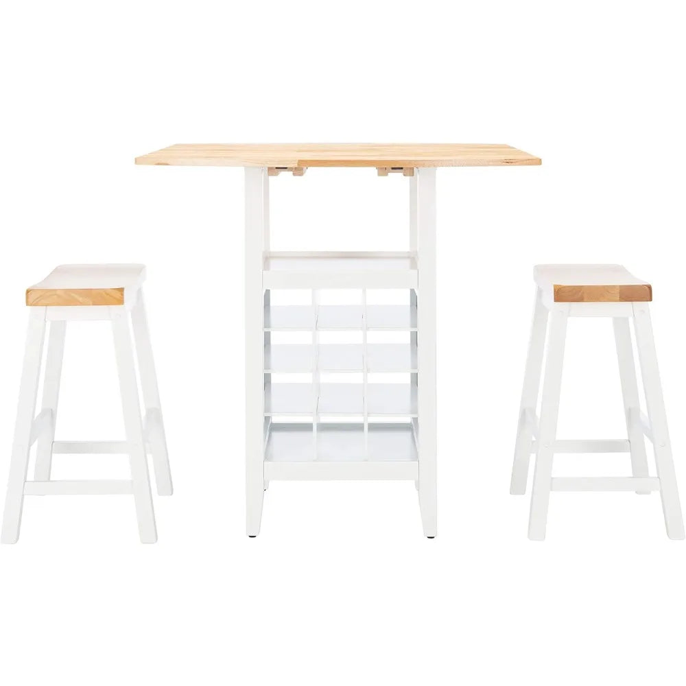 Emeric Collection Ronin Natural and White 3-Piece Drop Leaf-Table-Pub-Set