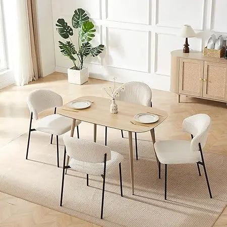 47.2'' Dining Table Set for 4,Modern Wood Dining Table,Leather Dining Chairs 4,Table and Chairs Set of 4,Ideal for Kitchen Dinin